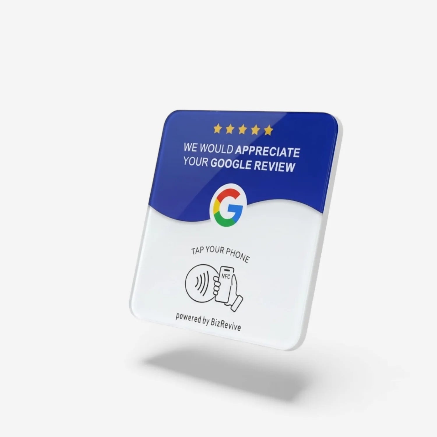 Close-up of the internal NFC chip area on a durable acrylic Google Plate for Parramatta shopfronts.
