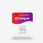 Purple and orange sunset gradient Instagram NFC Plate with 'Follow us' logo for Bondi boutique.